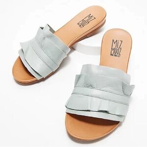 Miz Mooz Women's Light Blue Ruffle Flats